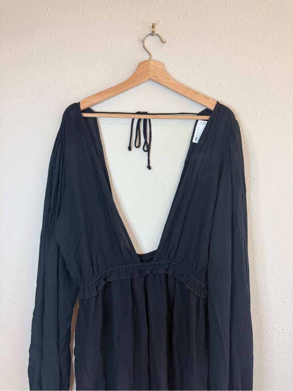Asos Design Volume Sleeve Plunge Black Beach Romper Sz 10 Tall NWT - Picture 13 of 16